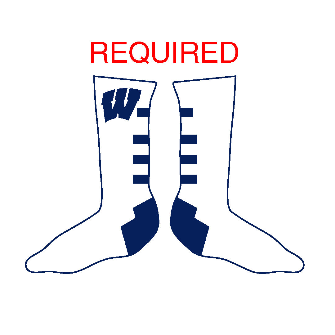 Westport PAL Football Sock -REQUIRED White Logowear Westport PAL Football Youth(Shoe Size 12-4)