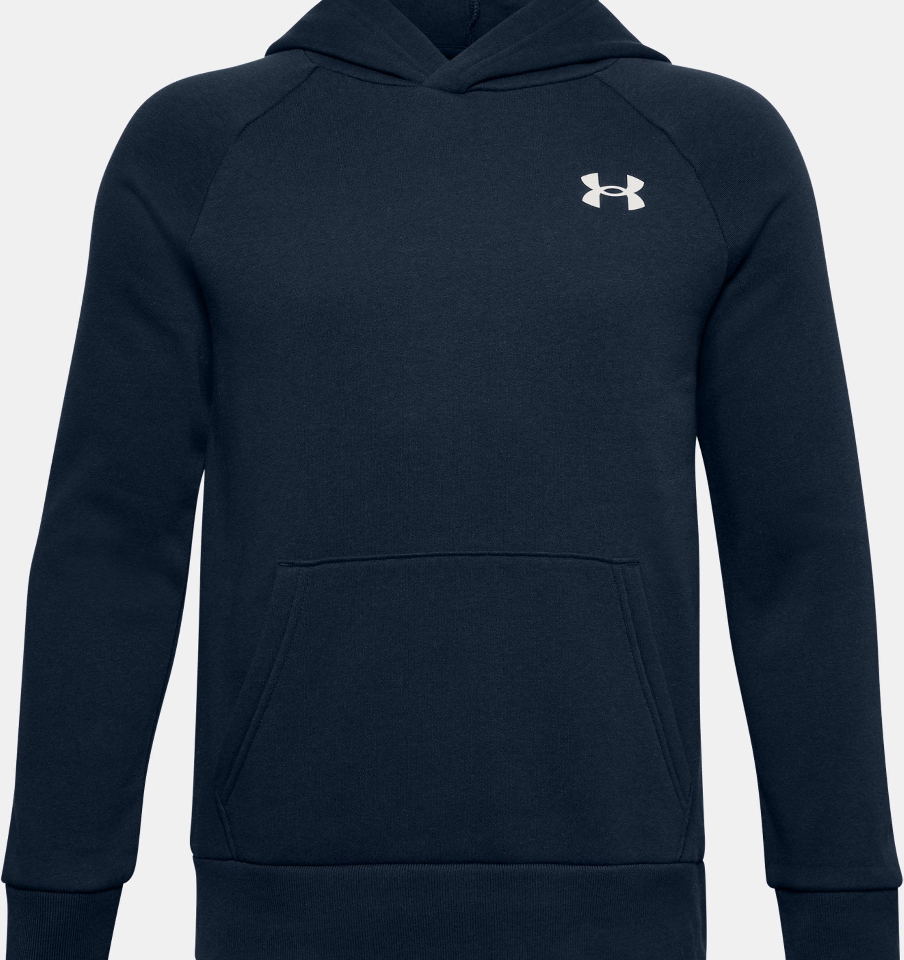 Under Armour Boys Rival Cotton Hoodie Apparel Under Armour Youth XSmall Academy / Onyx White - 408