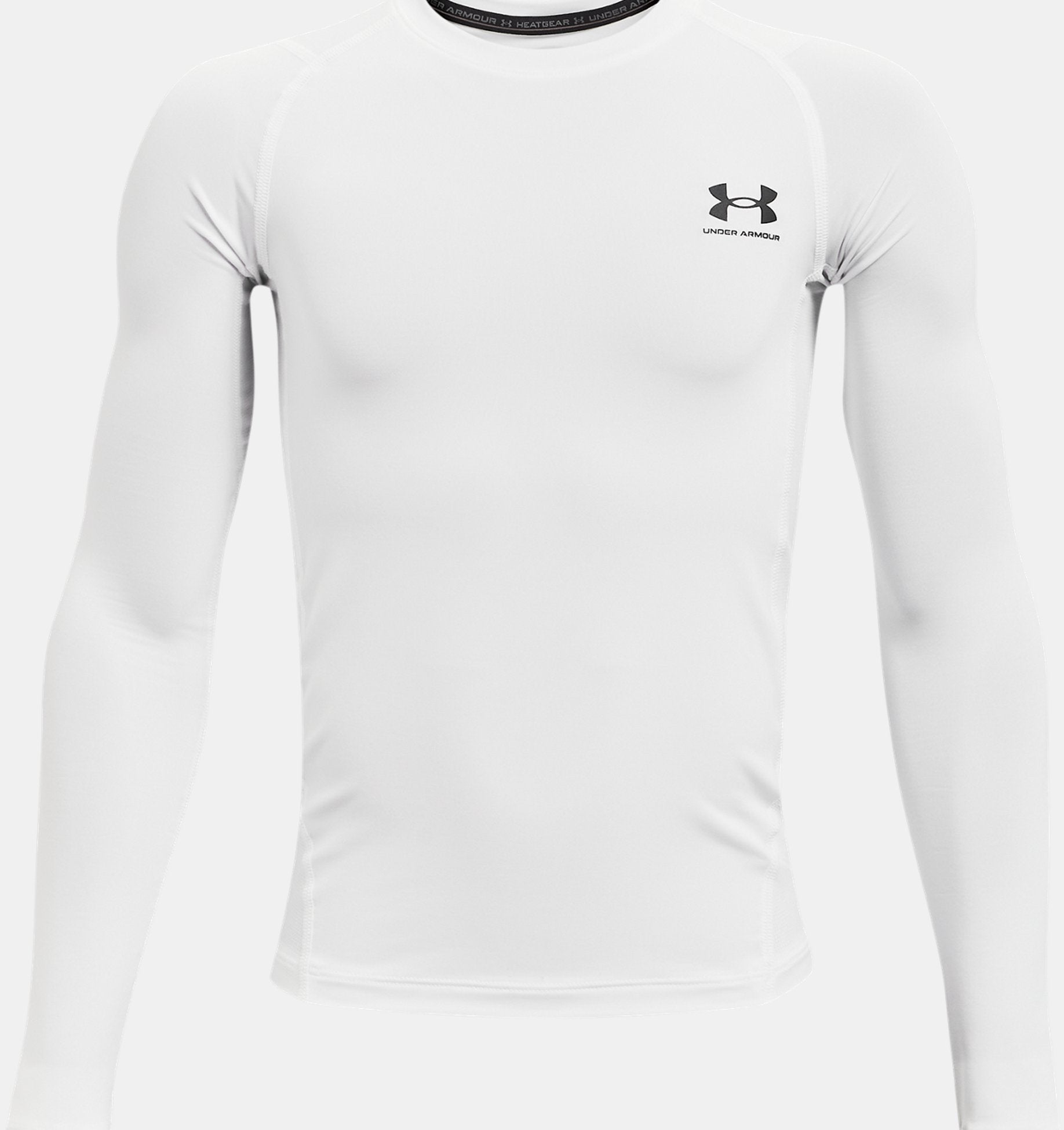 Under Armour Boys' Heatgear Armour Long Sleeve Apparel Under Armour White/Black-100 Youth Small