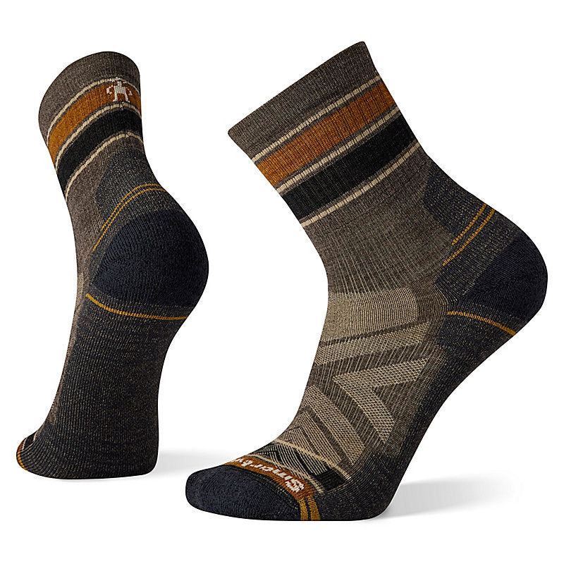 Smartwool Hike Light Cushion Striped Mid Crew Socks Apparel Smartwool Taupe-236 Medium