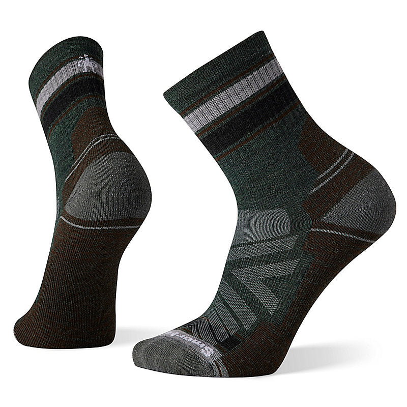 Smartwool Hike Light Cushion Striped Mid Crew Socks Apparel Smartwool Dark Sage-G51 Medium