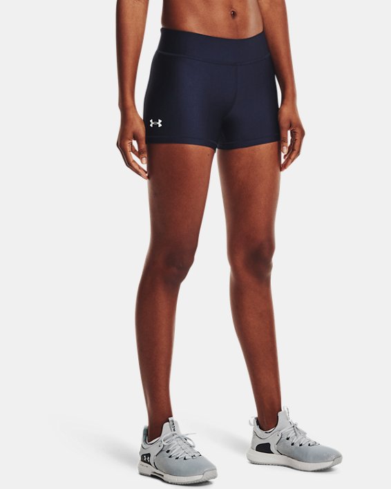 Under Armour Womens Heatgear Armour Mid Rise Shorty Apparel Under Armour Midnight Navy/White-410 XSmall