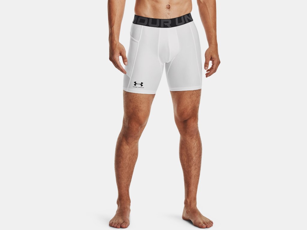 Under Armour Men's Heatgear Armour Compression Shorts Apparel Under Armour White/Black-100 Small Regular