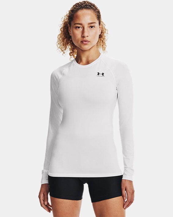 Under Armour Women's Heatgear Armour Compression Long Sleeve Apparel Under Armour White-100 XSmall