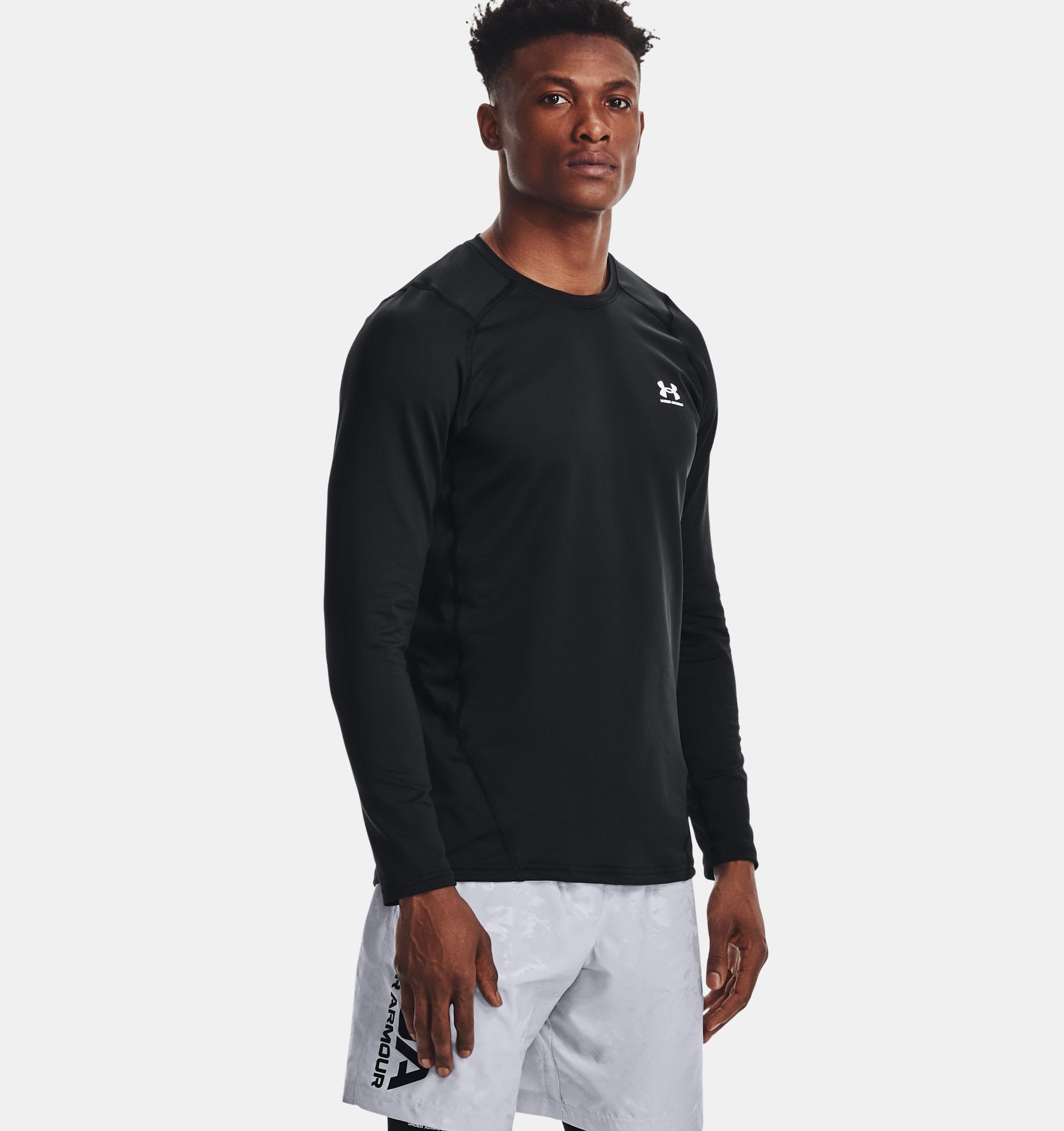 Under Armour Mens Coldgear Armour Fitted Crew Apparel Under Armour Black/White-001 Small