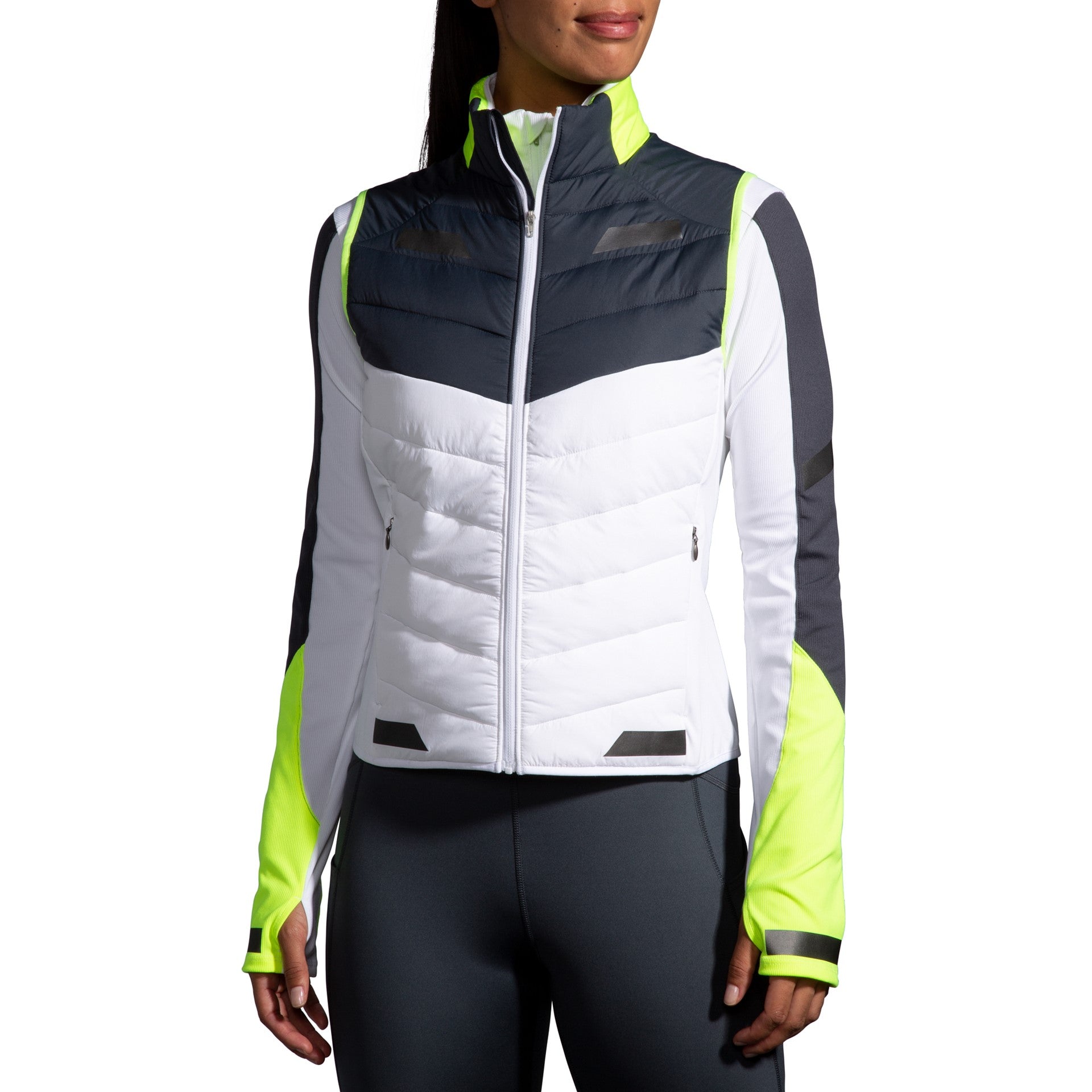 Brooks Women's Run Visible Insulated Vest Apparel Brooks XSmall White/Asphalt/Nightlife-134