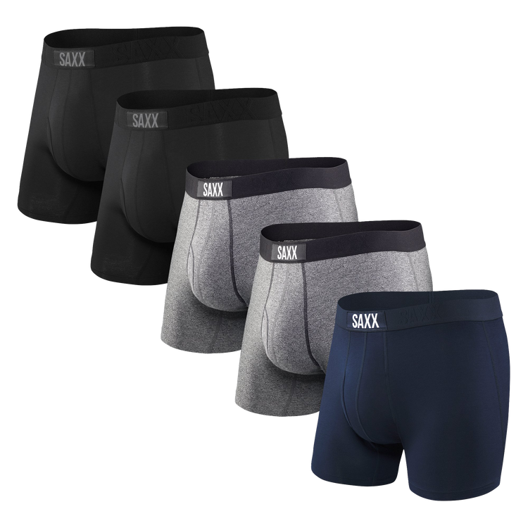 Saxx Mens Ultra 5-Pack Apparel SAXX Black/Grey Heather/Navy Small