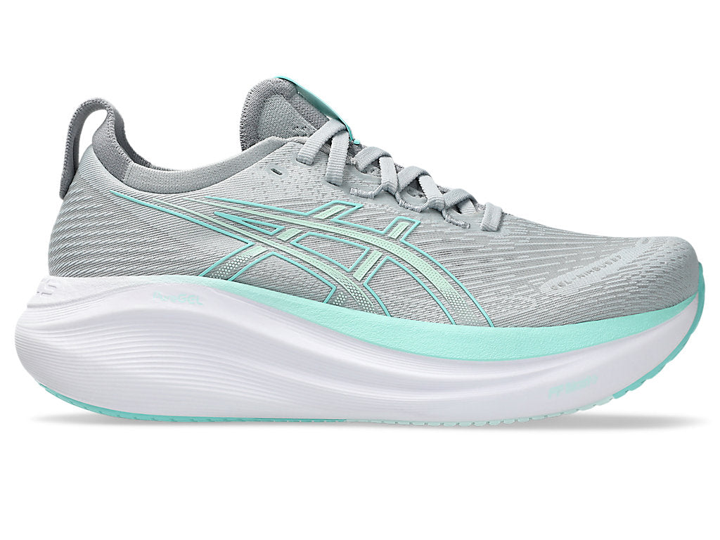 ASICS Women's Gel-Nimbus 27 Footwear ASICS Piedmont Grey/Illuminate Mint-020 6 Medium-B