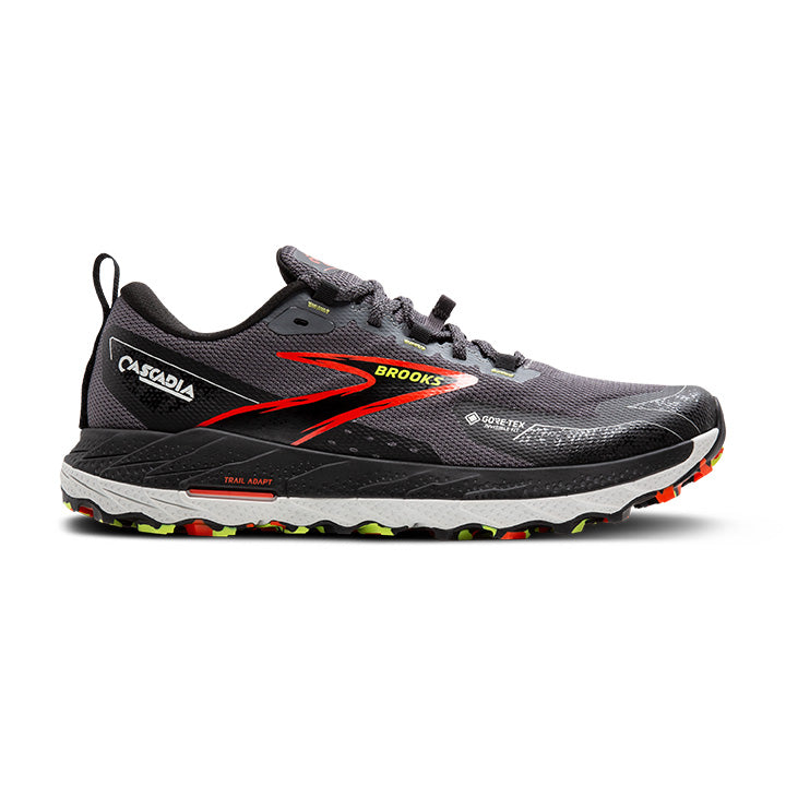 Brooks Men's Cascadia 18 GTX Footwear Brooks Blackened Pearl/Black/Tomato-016 8 