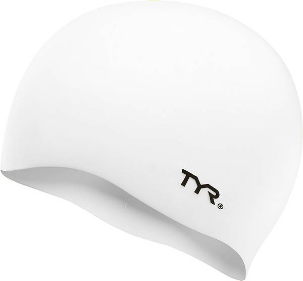 TYR Wrinkle-Free Junior Silicone Swim Cap Equipment TYR White  