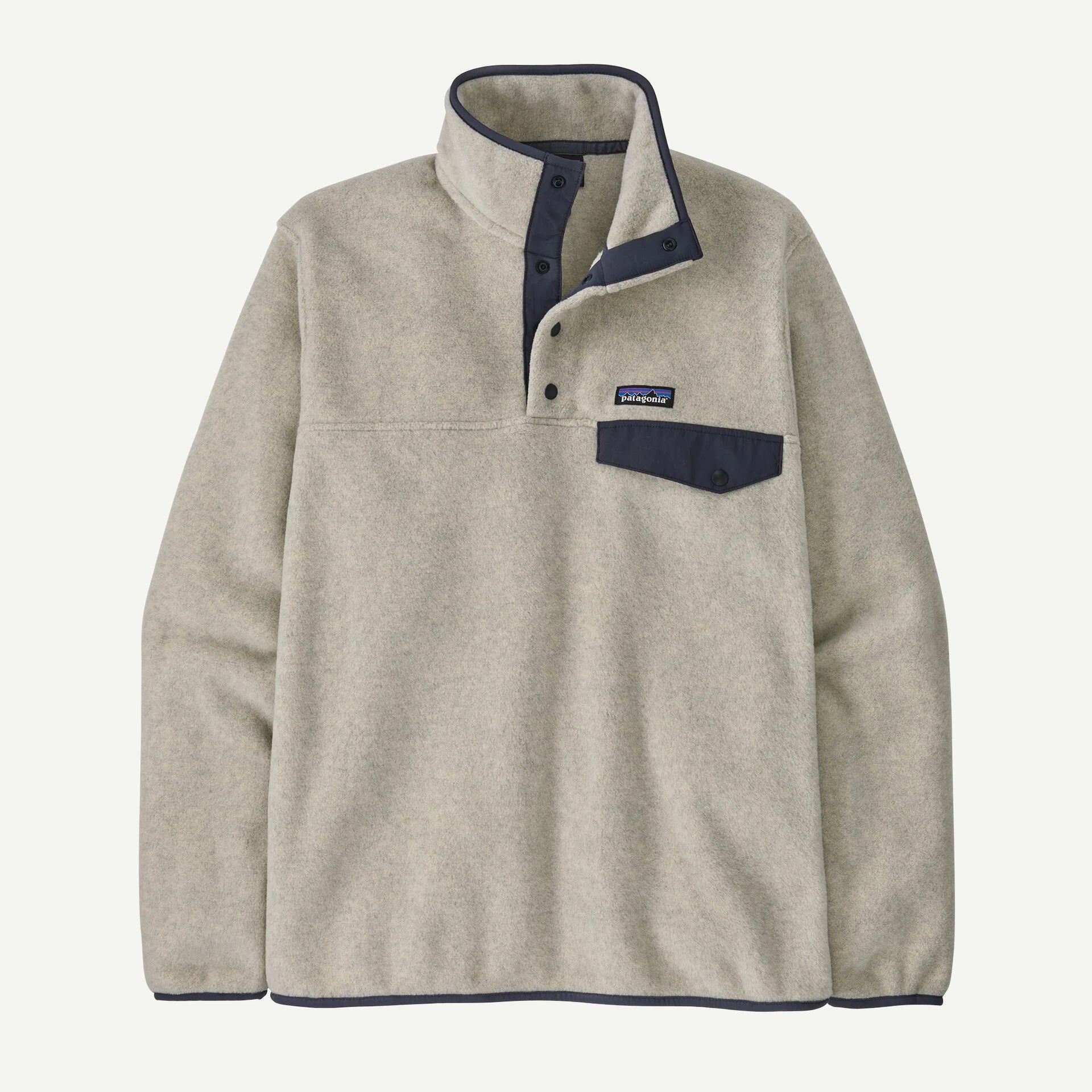 Patagonia Men's Lightweight Synchilla® Snap-T® Fleece Pullover Apparel Patagonia Oatmeal Heather/New Navy-OLNA Small