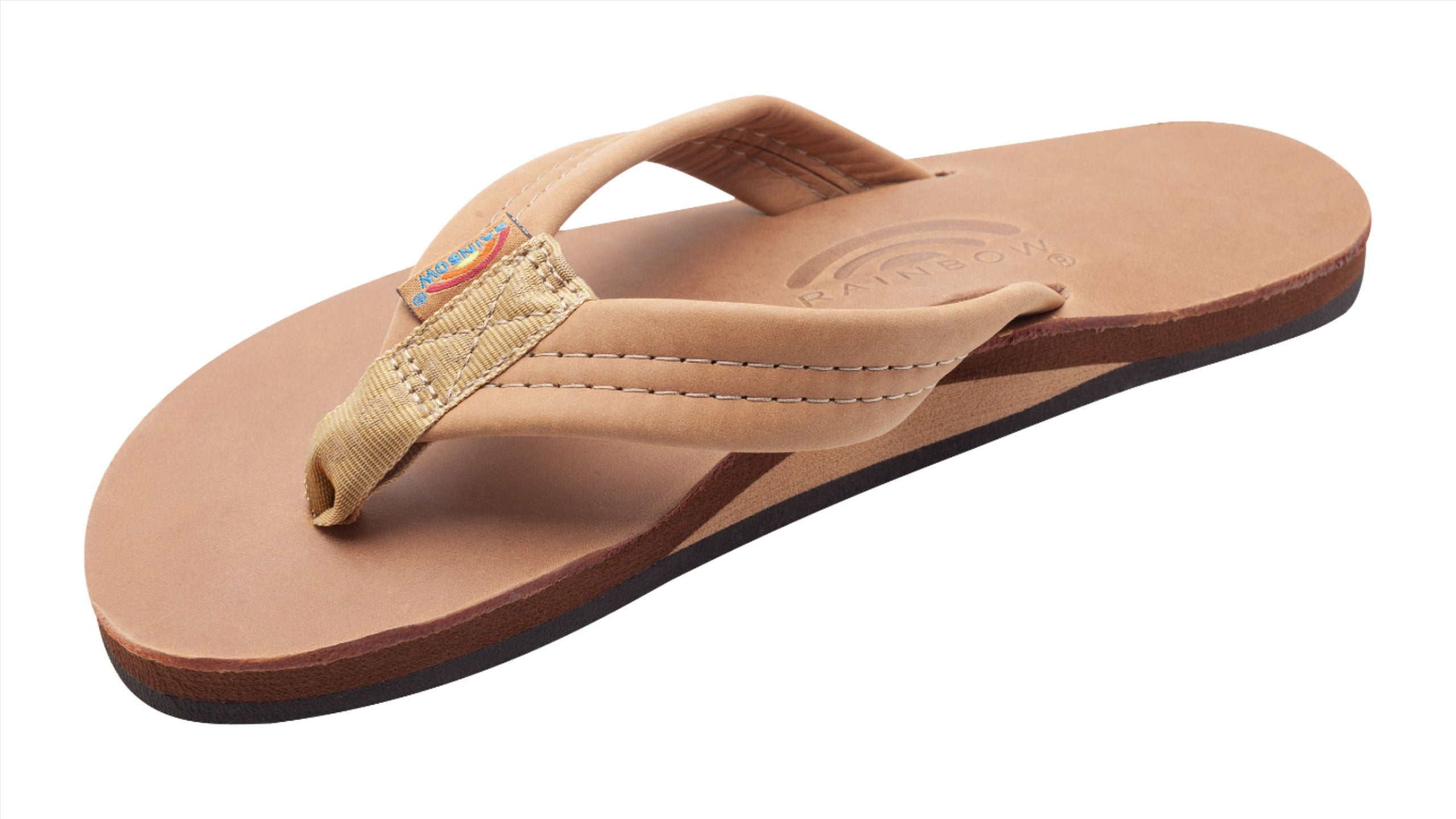 Rainbow Men's Luxury Leather Single Layer Thick Strap Sandal Footwear Rainbow Sandals Small 7.5-8.5 Buckskin 