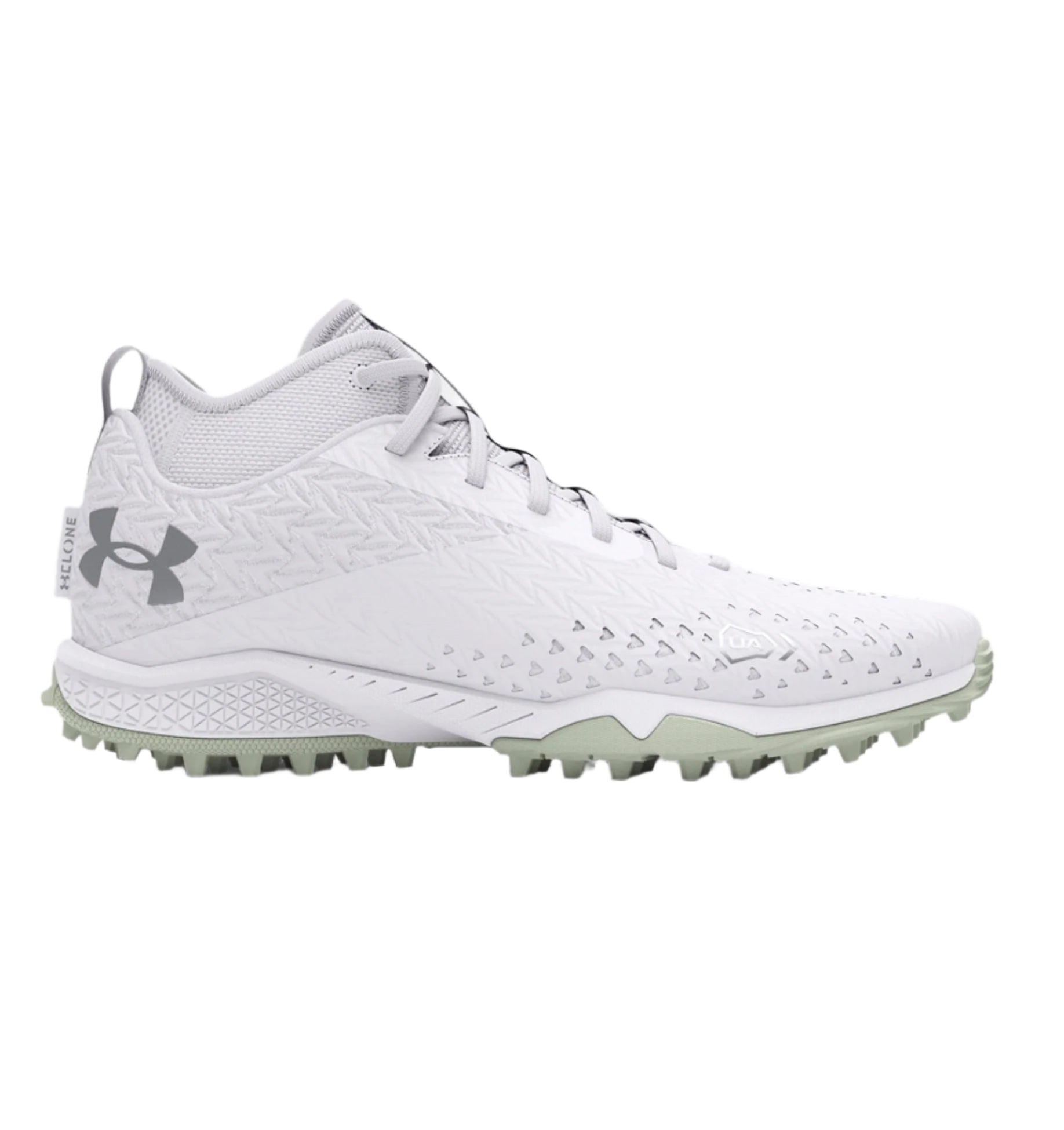 Under Armour Unisex Spotlight Lax Turf Footwear Under Armour White/White/Metallic Silver-100 M4.5/W6 