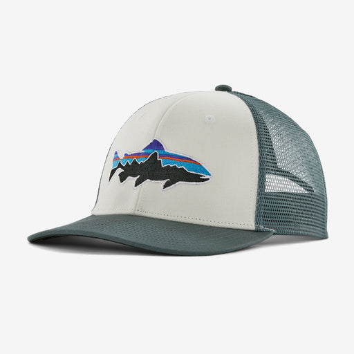 Patagonia Fitz Roy  Trout Trucker Hat Accessories Patagonia White w/Nouveau Green-WNVO  