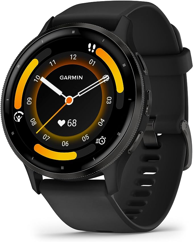 Garmin Venu 3 Accessories Garmin Slate Stainless Steel Bezel with Black Case and Silicone Band 45MM 