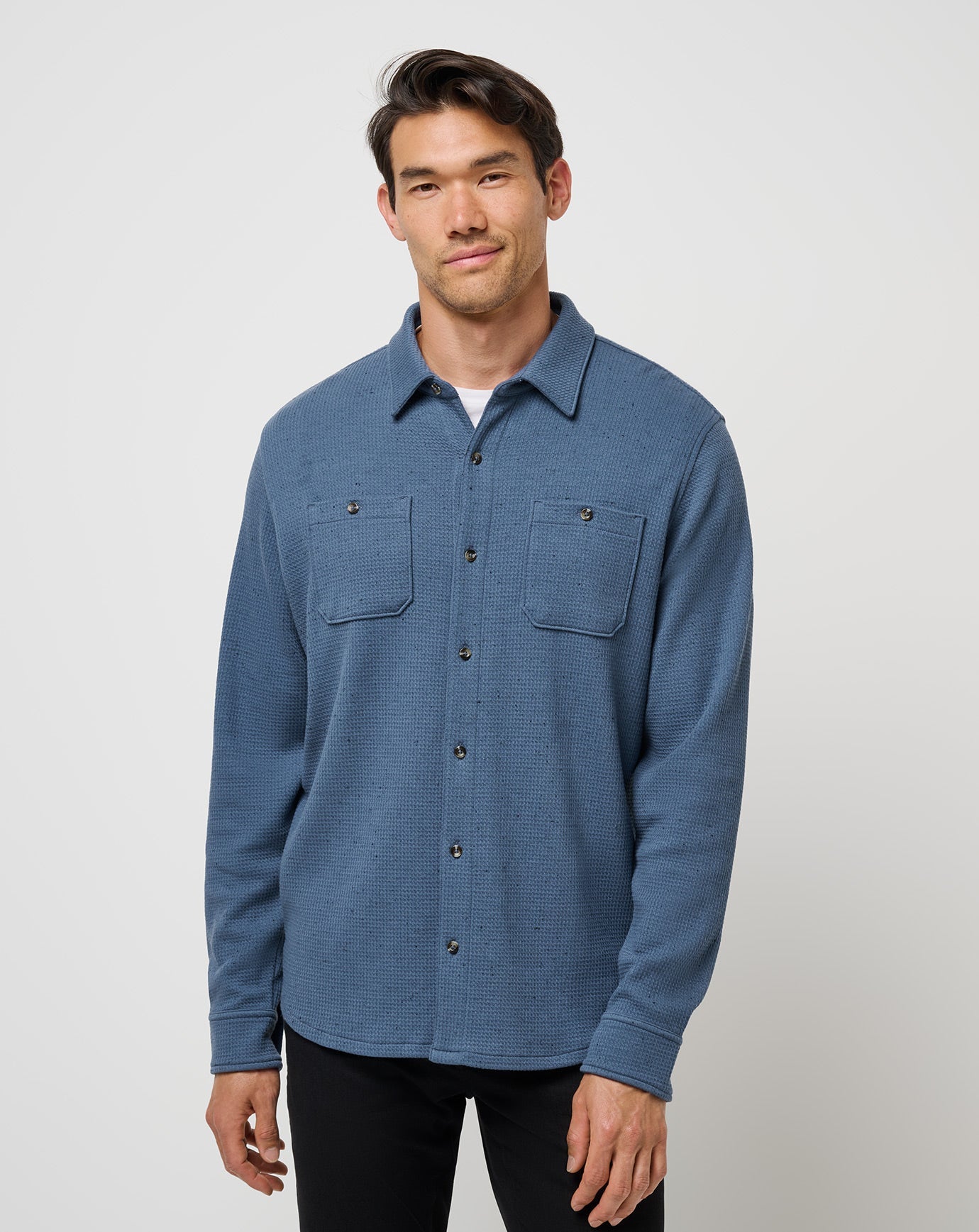 TravisMathew Men's Cloud Waffle Button Up Apparel TravisMathew Bering Sea Small