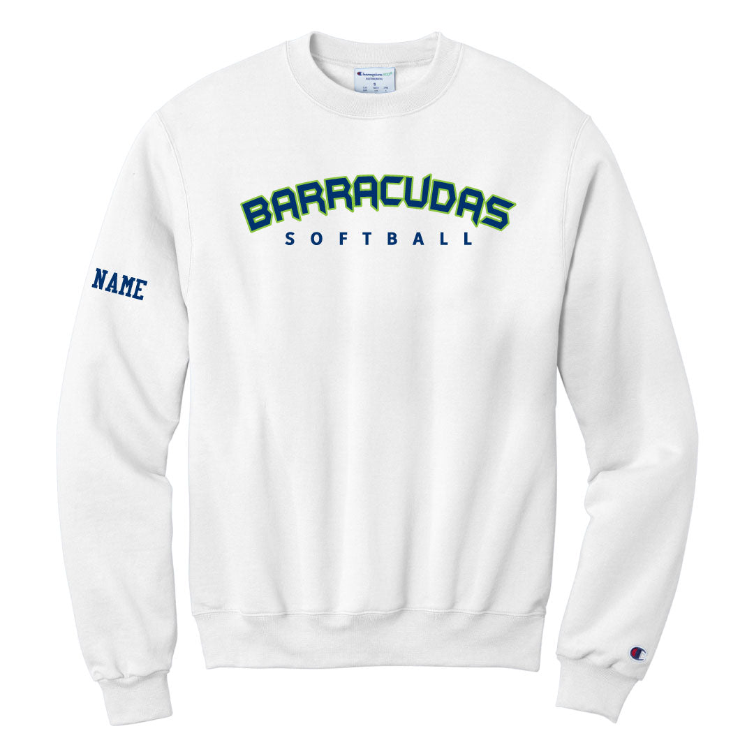 Barracudas Softball Crewneck Sweatshirt Logowear Barracudas Wordmark White Youth M