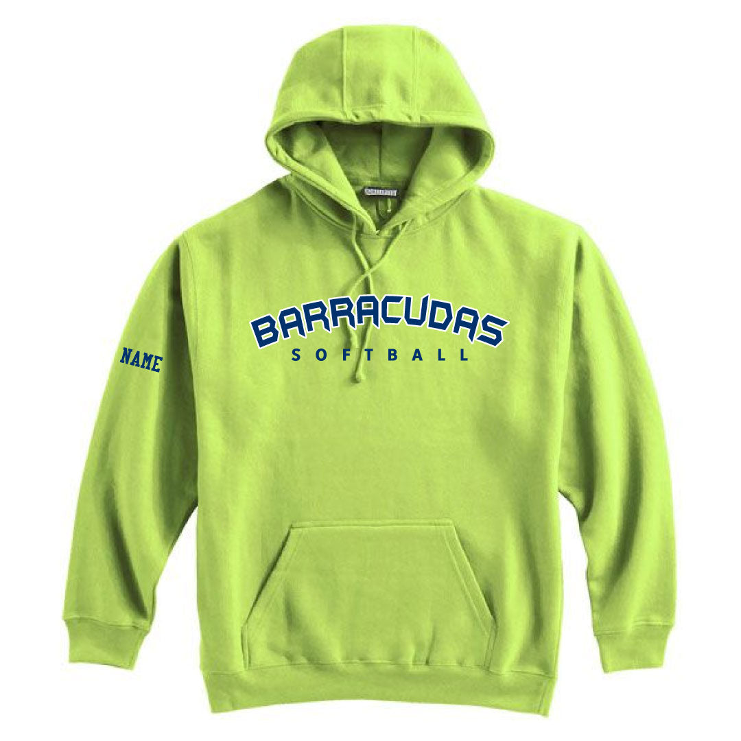 Barracudas Softball Hooded Sweatshirt Logowear Barracudas Wordmark Neon Green Youth M