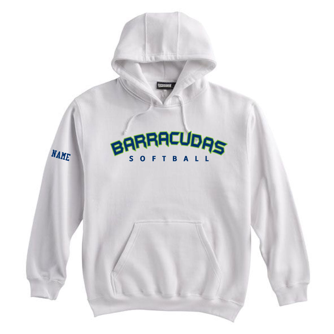 Barracudas Softball Hooded Sweatshirt Logowear Barracudas Wordmark White Youth M