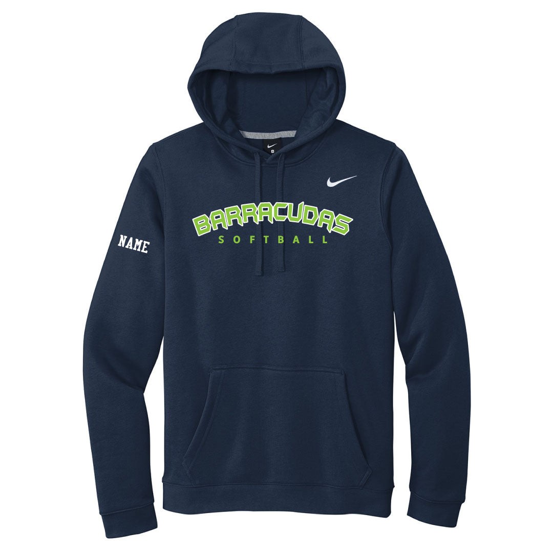 Barracudas Softball Nike Hooded Sweatshirt Logowear Barracudas Wordmark Navy Adult S