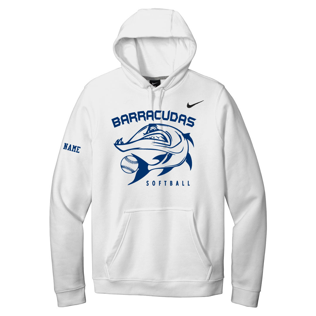 Barracudas Softball Nike Hooded Sweatshirt Logowear Barracudas Barracuda White Adult S