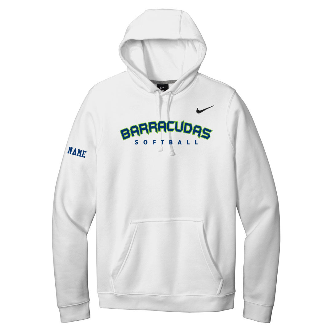 Barracudas Softball Nike Hooded Sweatshirt Logowear Barracudas Wordmark White Adult S