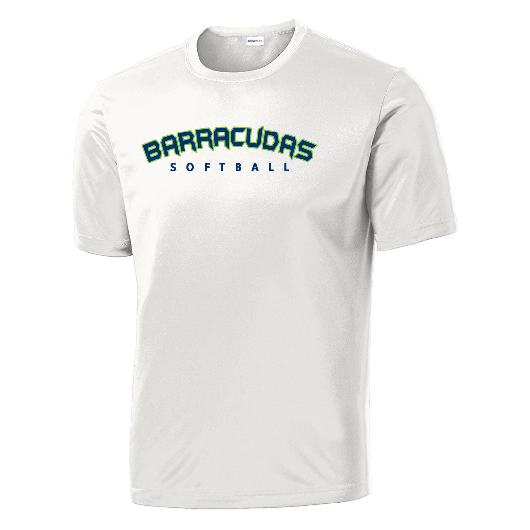 Barracudas Softball Performance Tee Logowear Barracudas Wordmark White Youth M