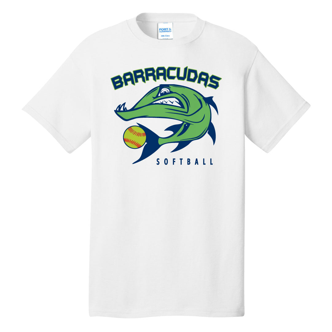 Barracudas Softball Cotton Tee Logowear Barracudas Barracuda White Youth M