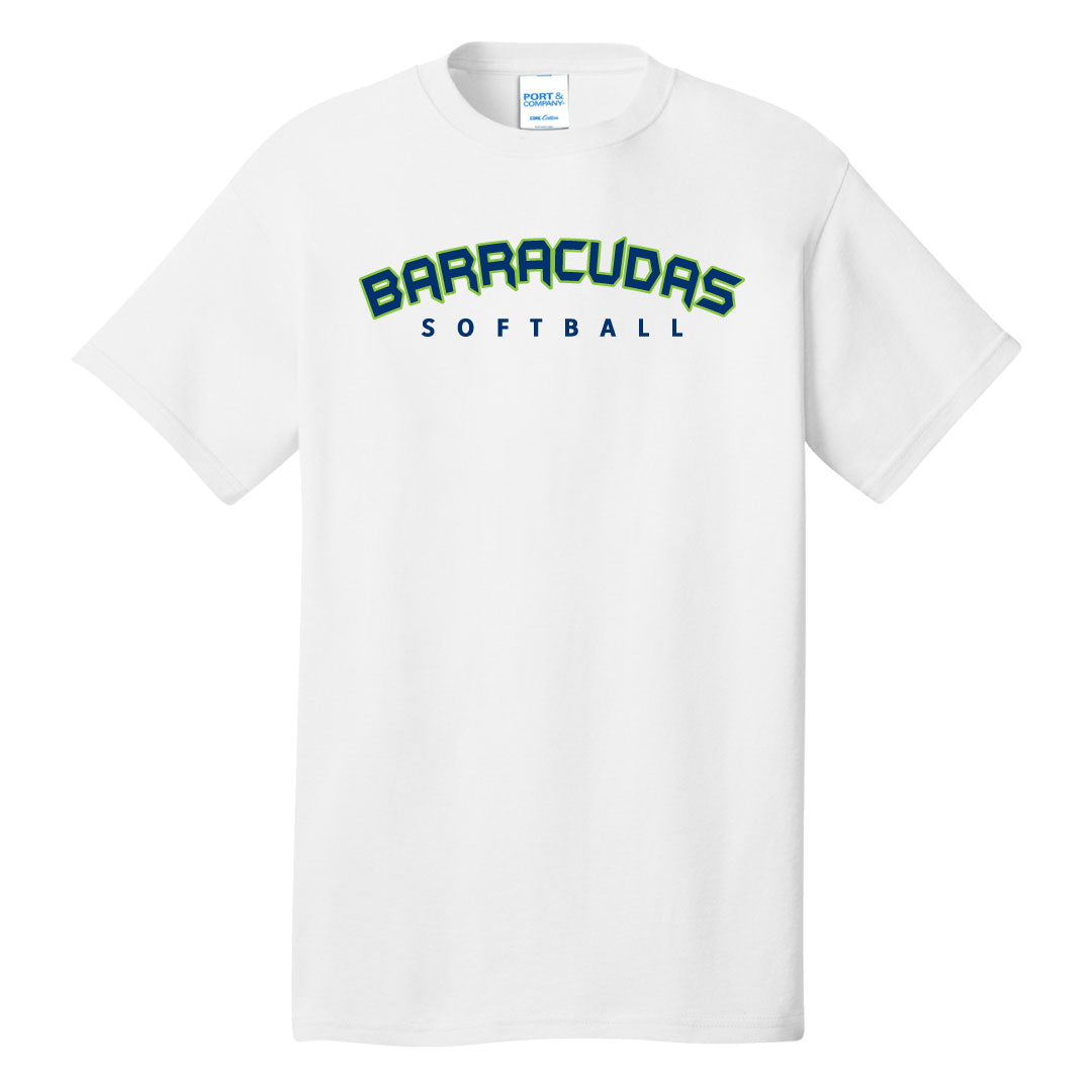 Barracudas Softball Cotton Tee Logowear Barracudas Wordmark White Youth M