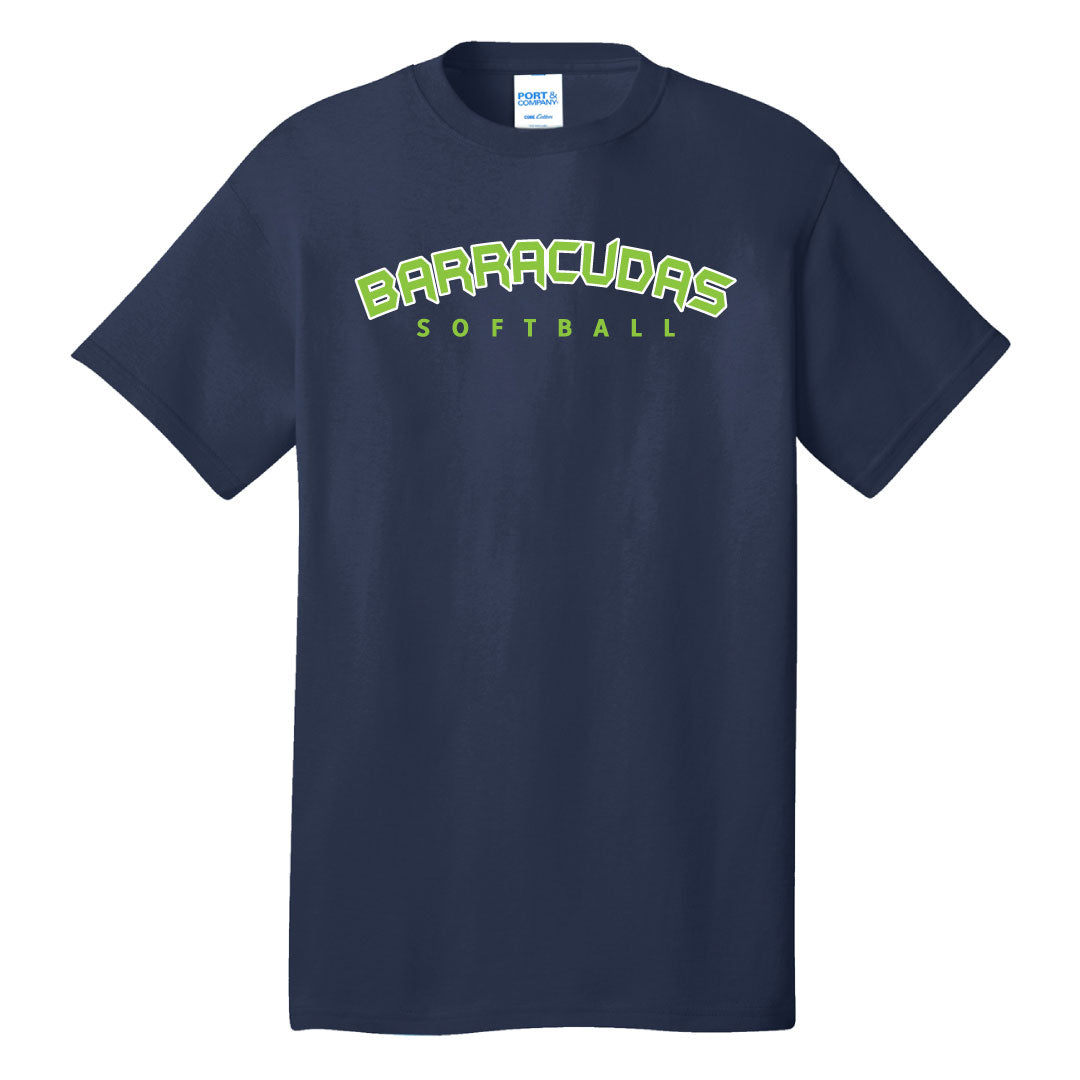 Barracudas Softball Cotton Tee Logowear Barracudas Wordmark Navy Youth M