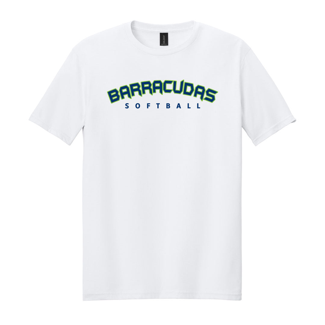 Barracudas Softball Cotton Tee Logowear Barracudas White Wordmark Youth XS