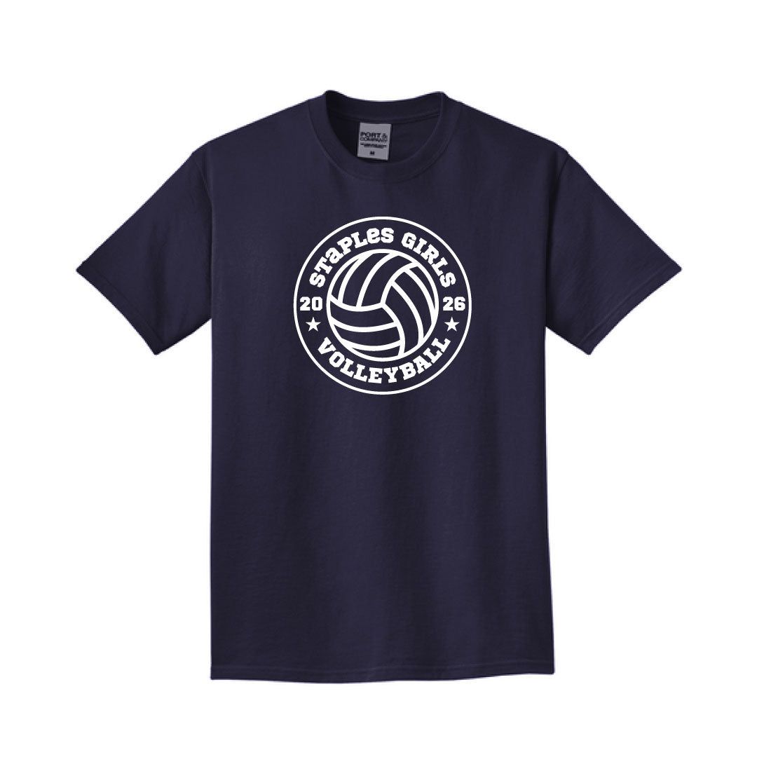 Staples Girls Volleyball Beach Washed Cotton Tee Logowear Staples Girls Volleyball Navy Adult S