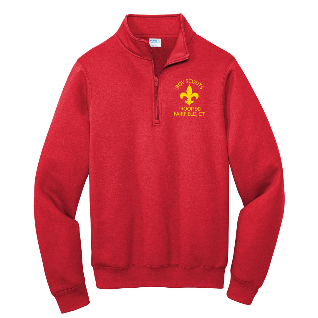 BSA Troop 90 Core Fleece 1/4-Zip Pullover Sweatshirt Logowear BSA Troop 90 Adult XS  