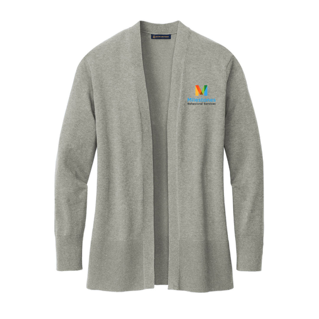 Milestones Brooks Brothers® Women’s Cotton Stretch Long Cardigan Sweater Logowear Milestones Behavioral Services Grey Heather Ladies XS