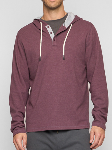 Fundamental Coast Men's Lido Henley Hoodie Apparel Fundamental Coast Cabernet Small