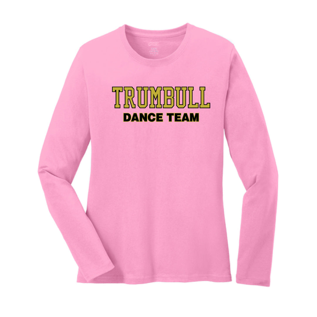 THS Dance Cotton Long Sleeve Logowear Trumbull Dance Team Pink Ladies XS