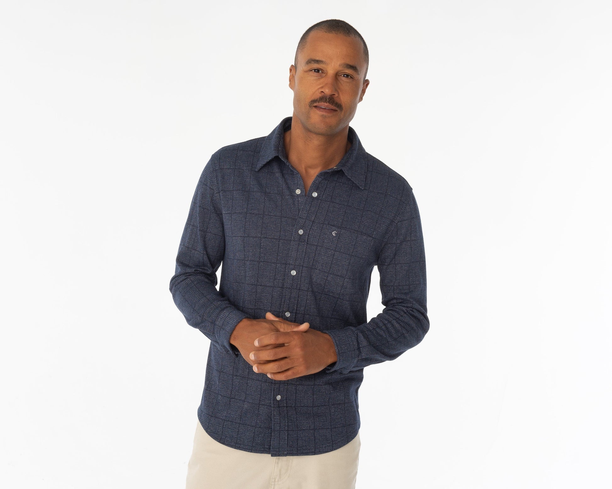 Criquet Men's Chill-Knit Plaid Pearl Snap