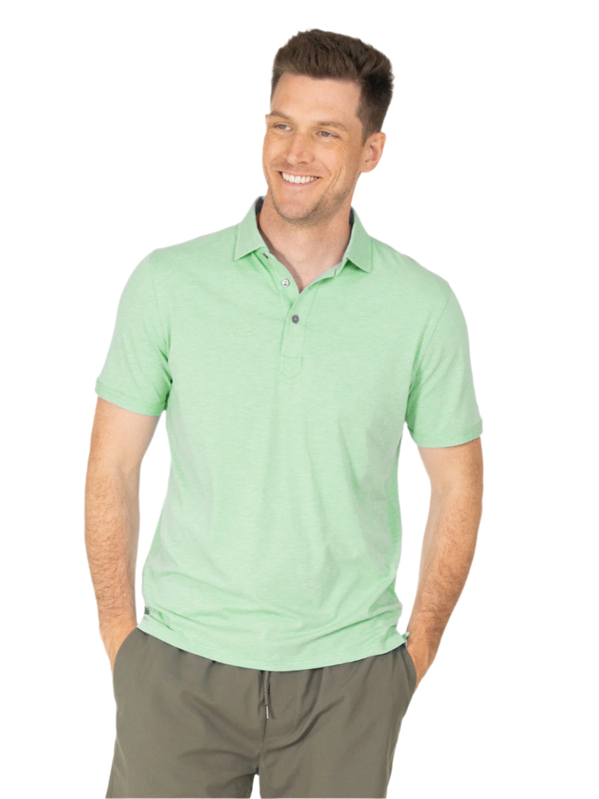 Tasc Men's Everywear Polo Apparel Tasc Wellness Green Heather Small 