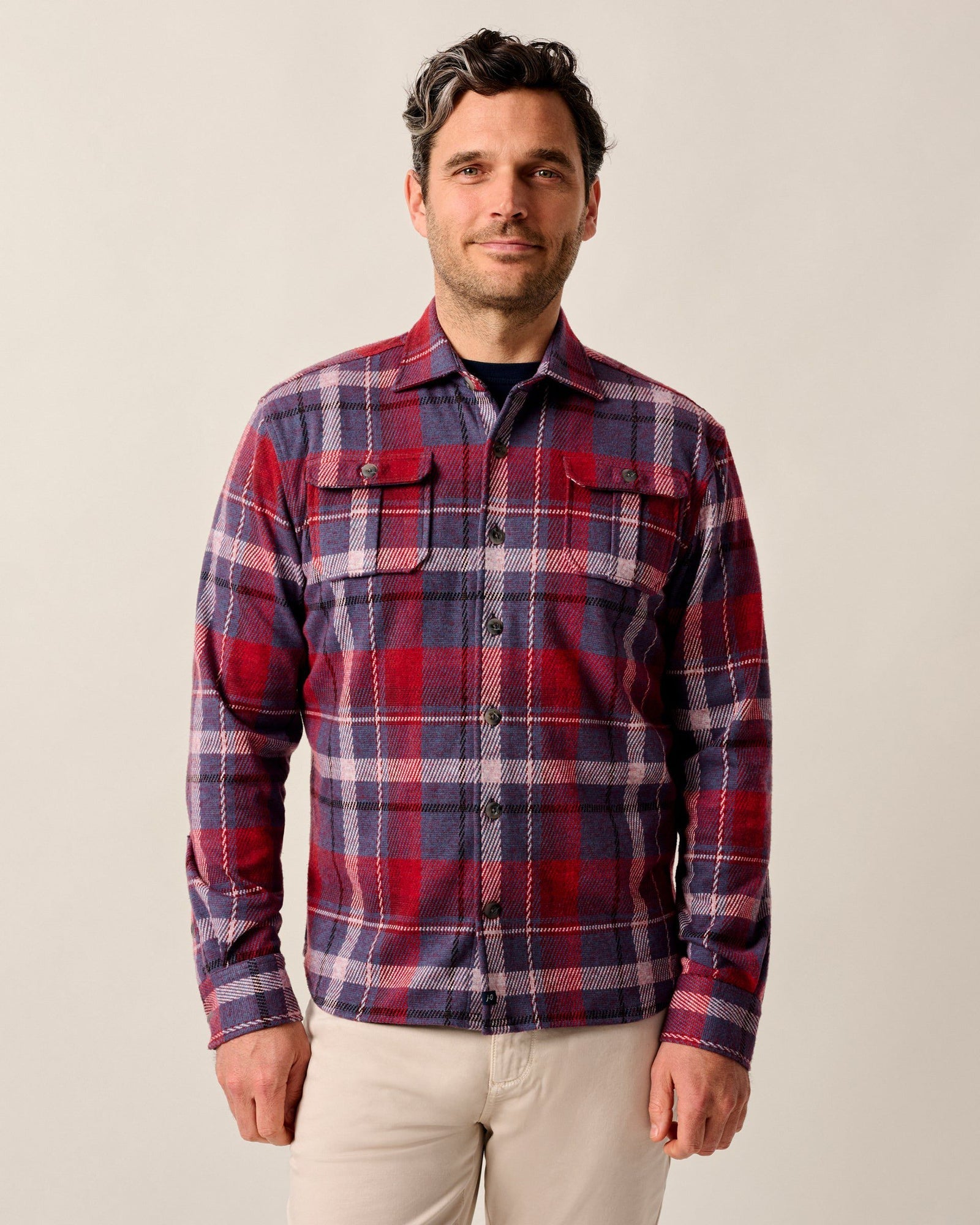 Johnnie-O Men's Gustaf Stretch Knit Flannel Lodge Shirt Apparel Johnnie-O Malibu Red Small