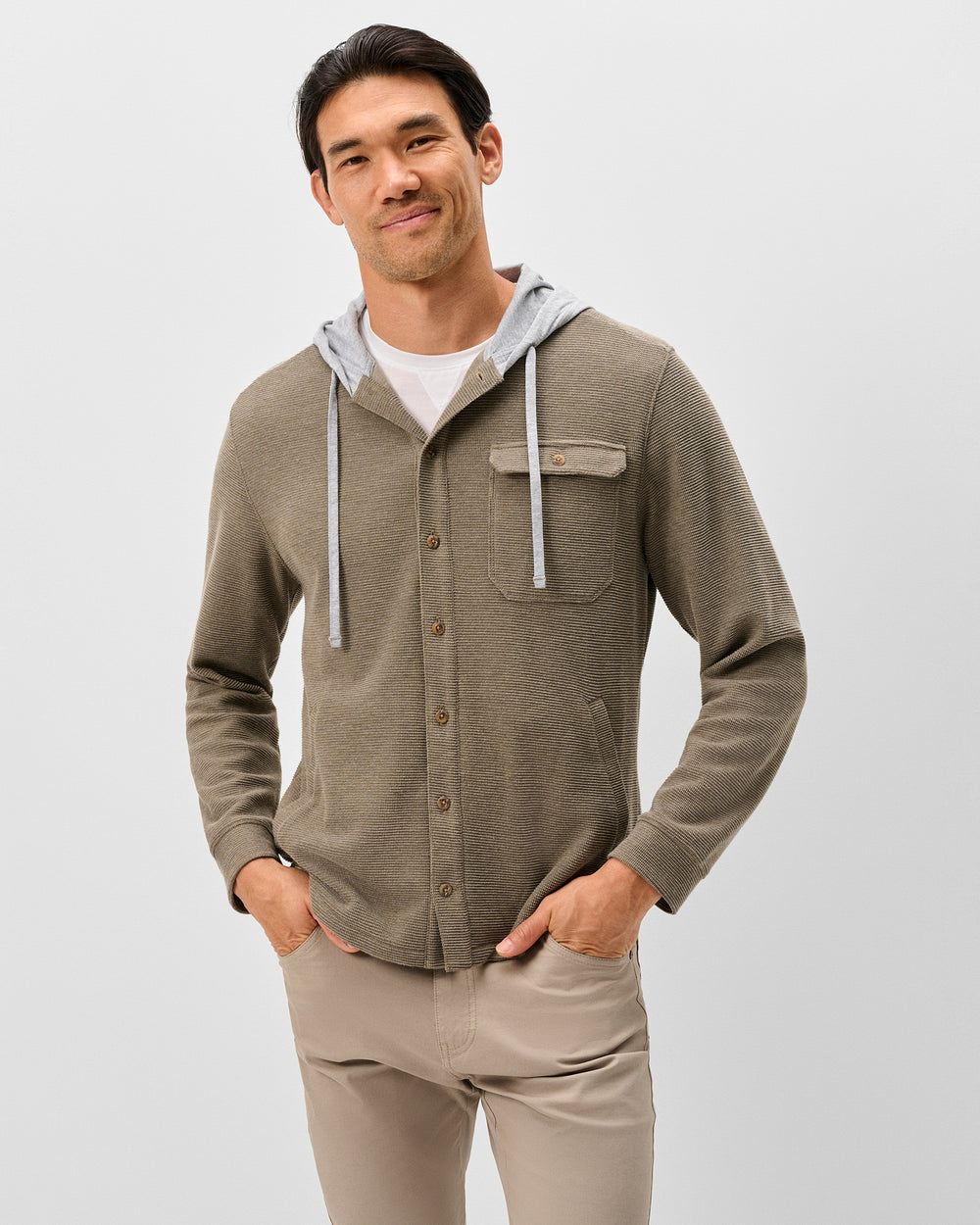 Johnnie-O Men's Jersey Hooded Shacket Apparel Johnnie-O Tan Small