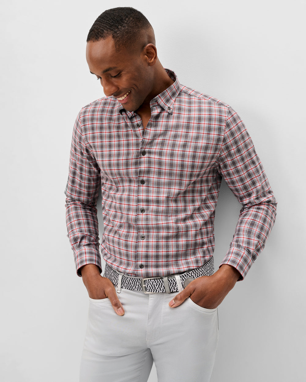 Johnnie-O Men's Lane Forest Pane Performance Flannel Button Down Shirt