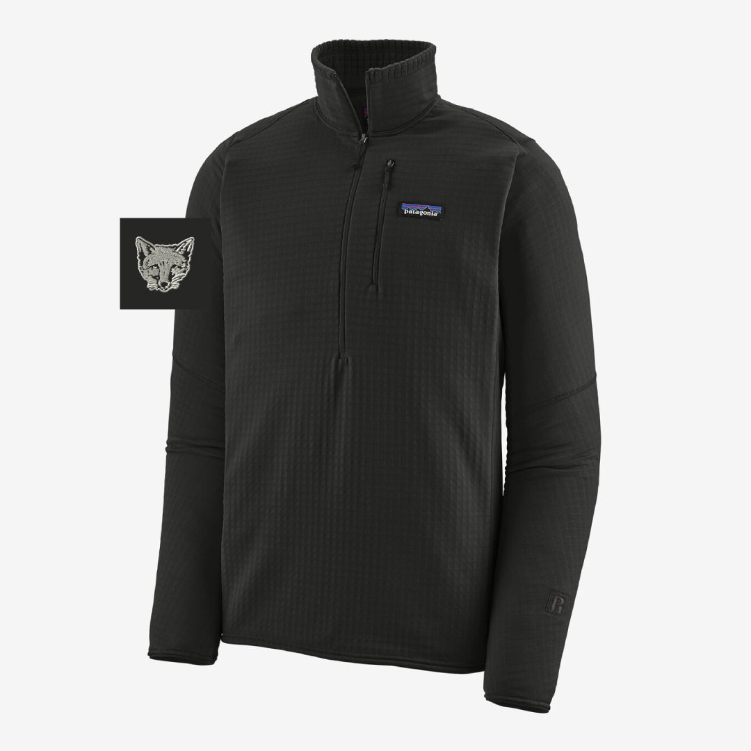 FCHC Mens BLACK Patagonia R1 1/4 Zip Logowear Fairfield County Hunt Club Arm Mens S