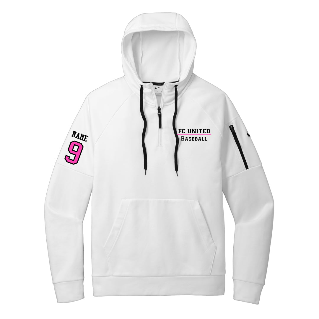 FCU Travel Baseball Nike Therma-FIT Pocket 1/4-Zip Fleece Hoodie -TEXT Logowear FCU Travel Baseball White Adult XS