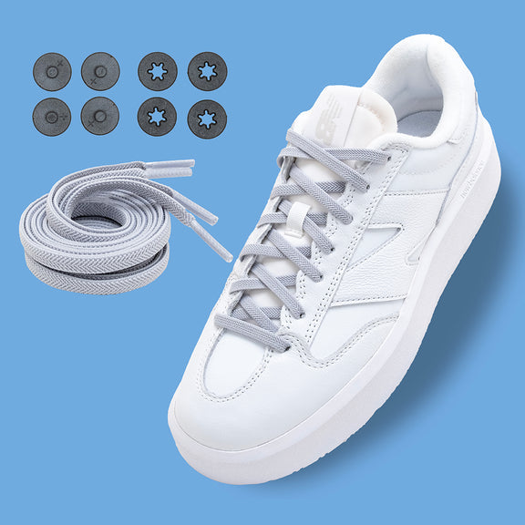Lock Laces Flat Laces No-Tie Shoelace System Accessories Lock Laces Flat Grey