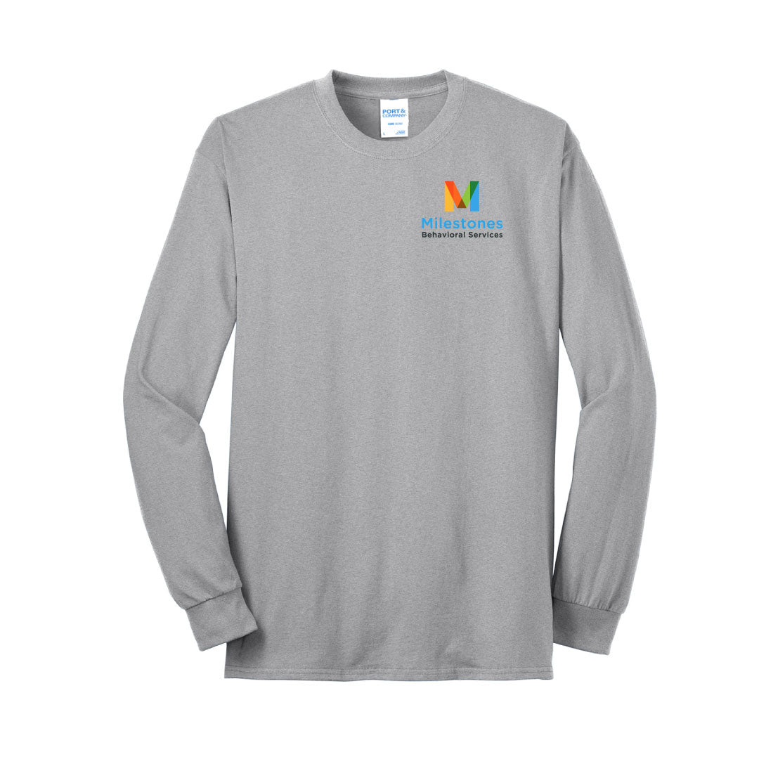 Milestones Cotton Long Sleeve Logowear Milestones Behavioral Services Ash Mens S