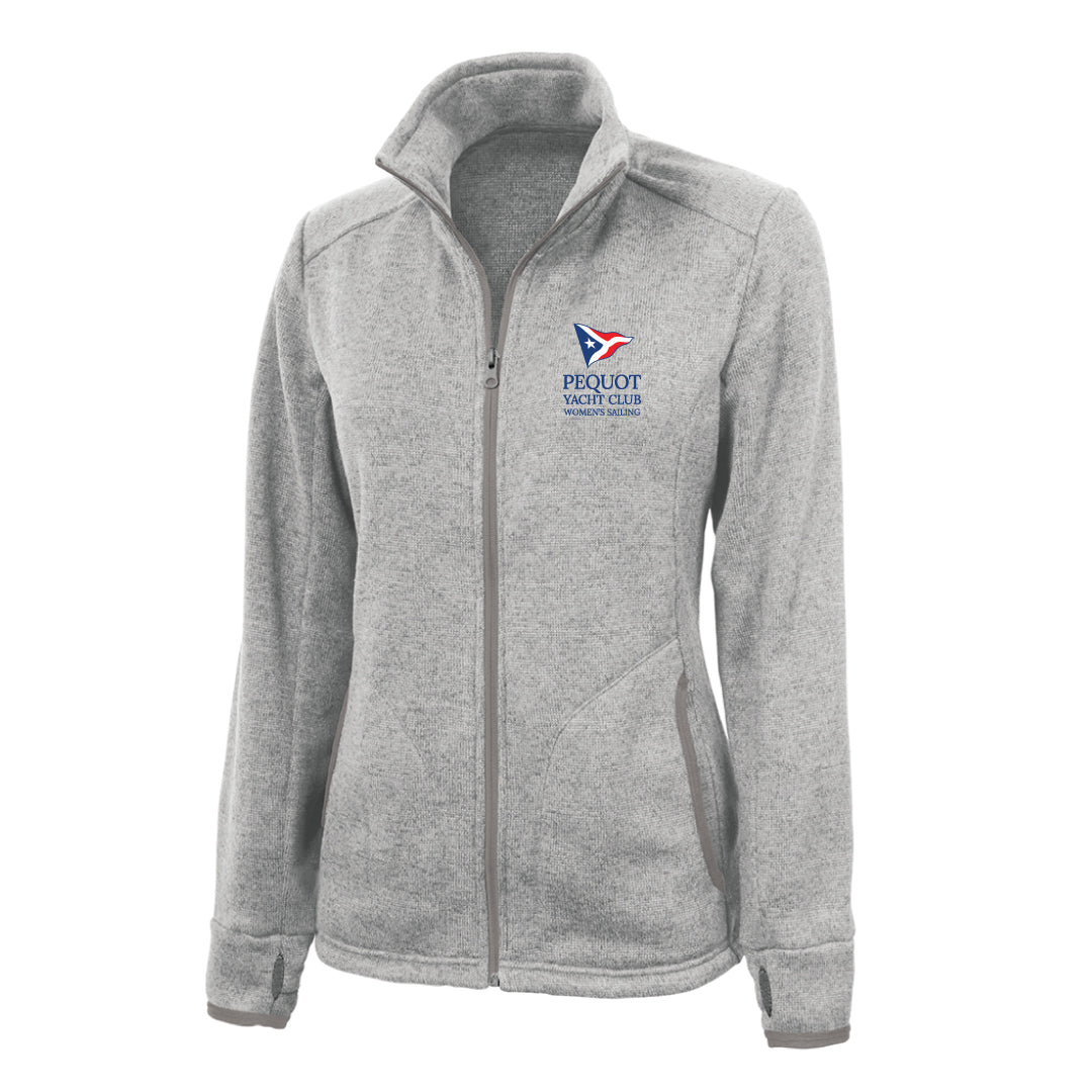 Pequot Women's Sailing Heathered Full Zip Fleece Logowear Pequot Women's Sailing Light Grey Heather Ladies XS