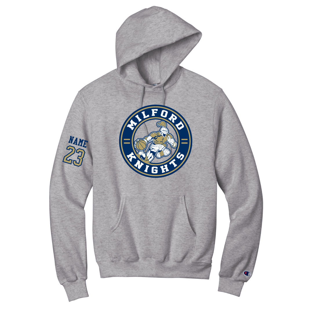 Milford Knights Basketball Champion Powerblend Fleece Hoodie Logowear Milford Knights Basketball Lt Steel Youth S