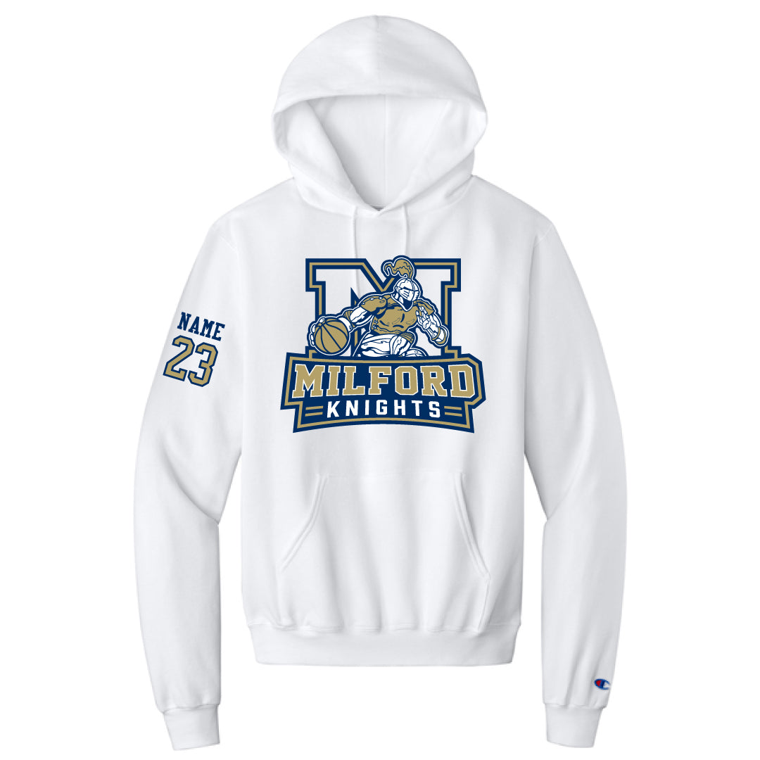 Milford Knights Basketball Champion Powerblend Fleece Hoodie Logowear Milford Knights Basketball White Adult S