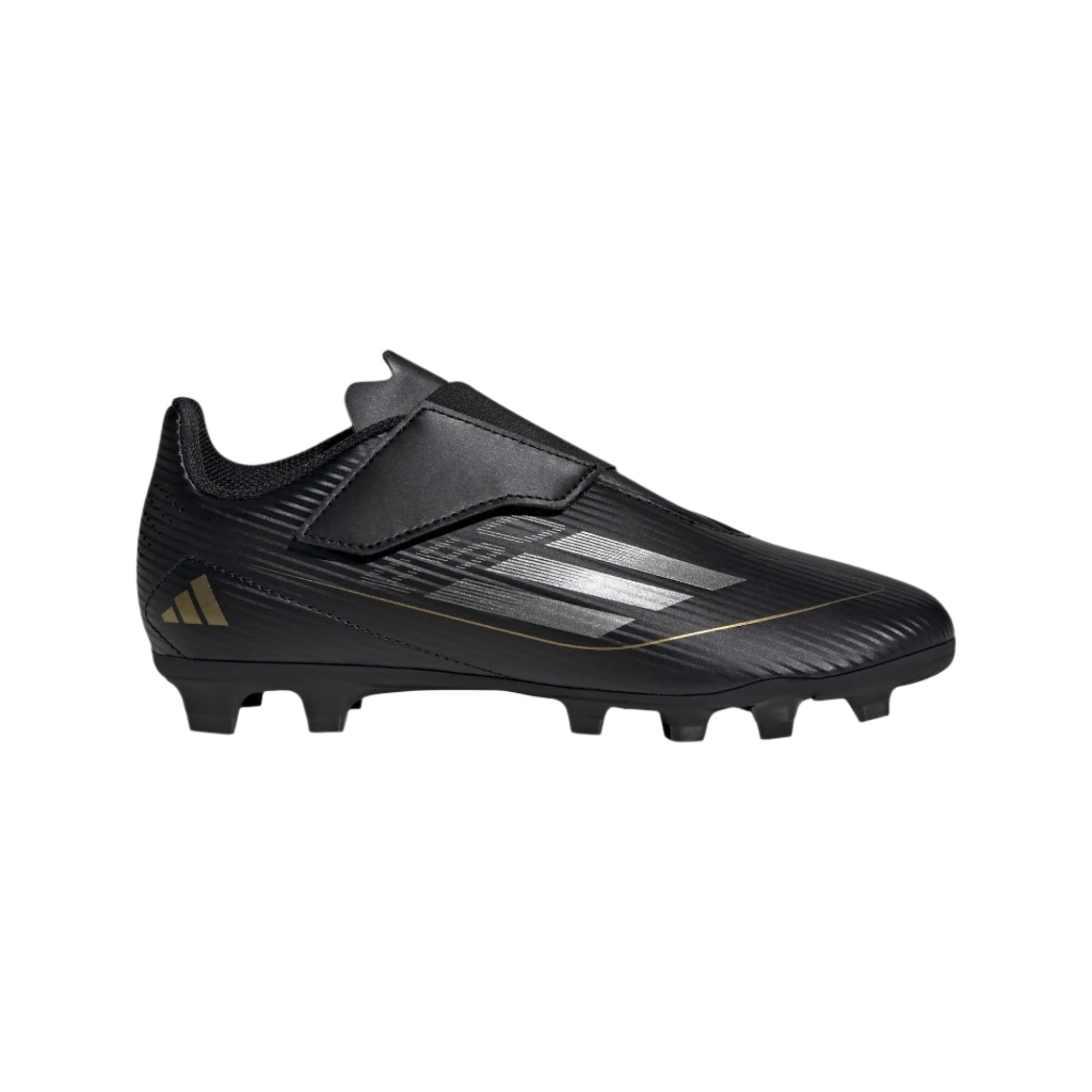 adidas Kids' F50 Club Velcro FxG J Footwear Adidas Core Black/Iron Metallic/Gold Metallic-IF1387 8 