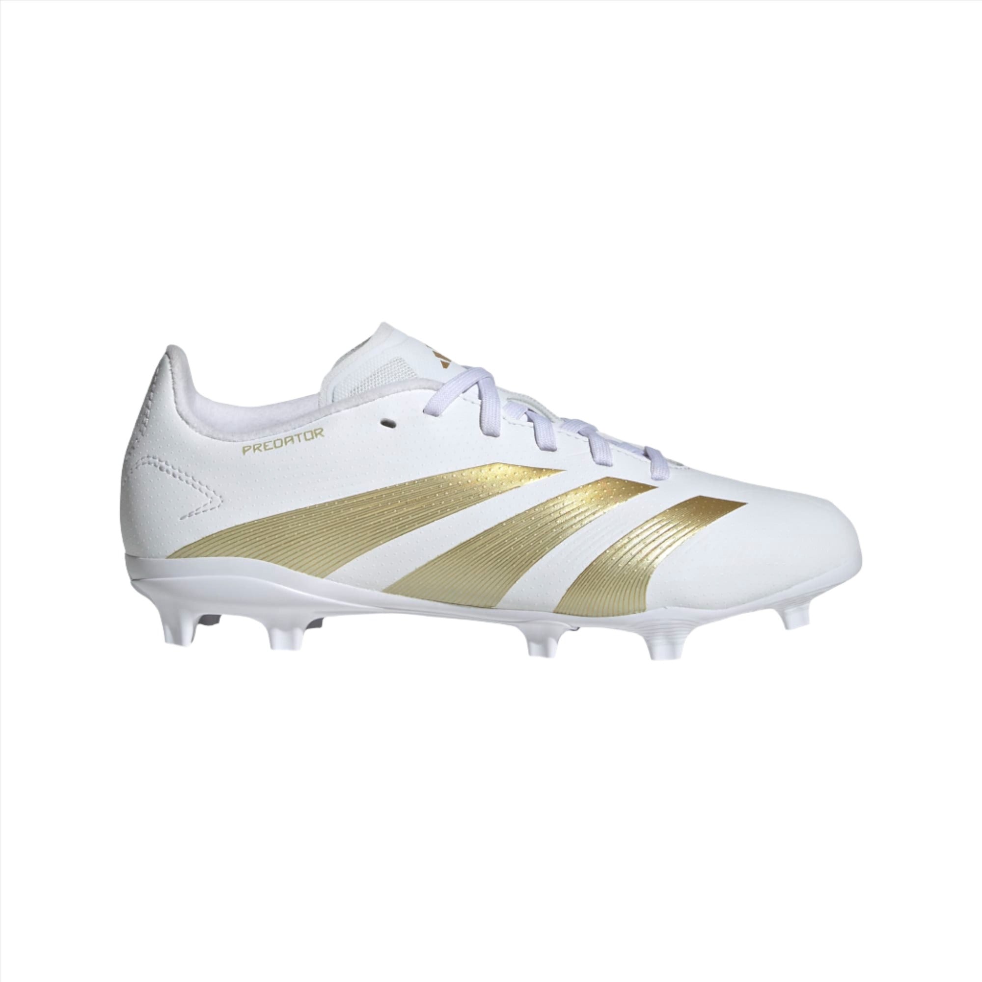 adidas kids' Predator League FG J Soccer Cleat Footwear Adidas Footwear White/Gold Metallic/Sabe-IF6355 13 